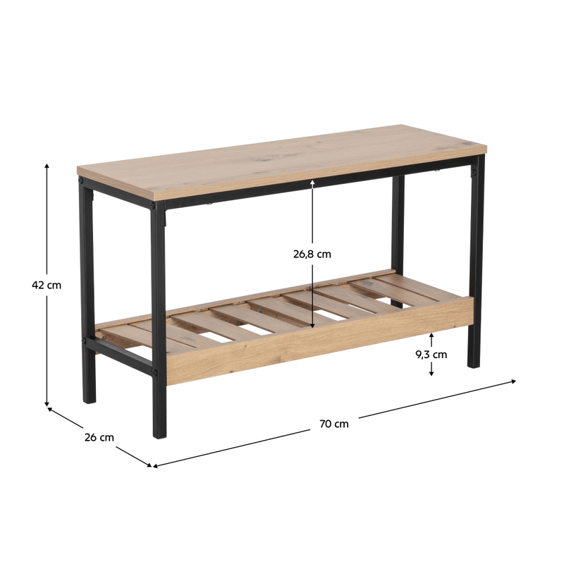 Cipőtartó, tölgy/fekete, REST