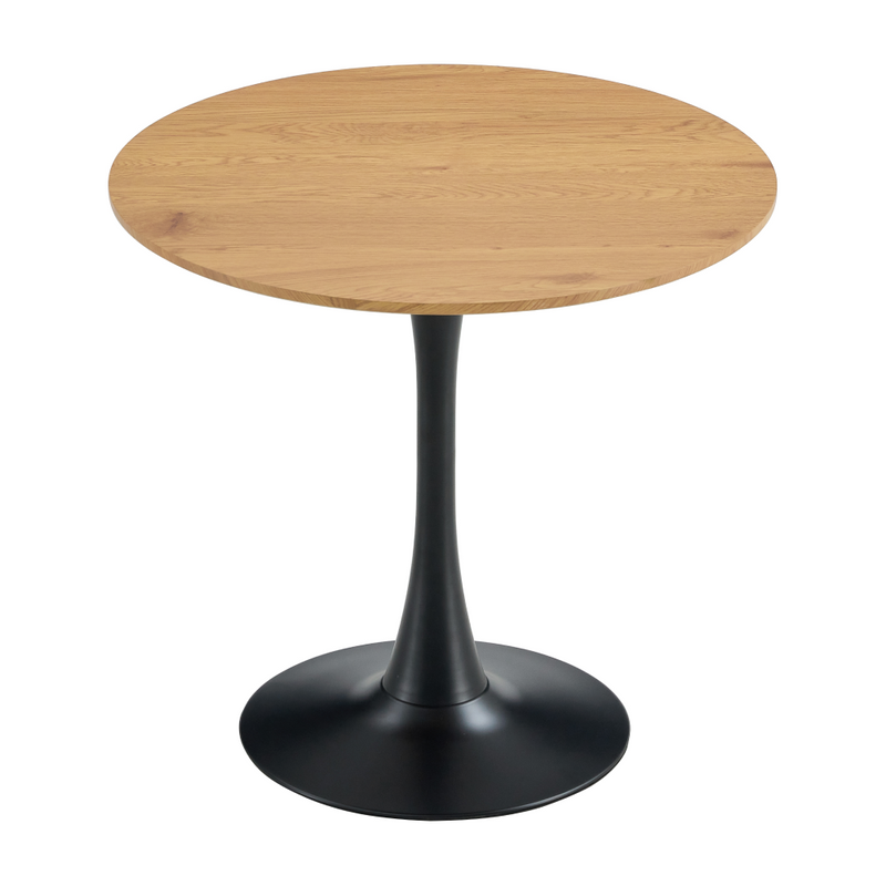 Étkezőasztal, tölgy/fekete, átmérő 80 cm, REVENTON NEW