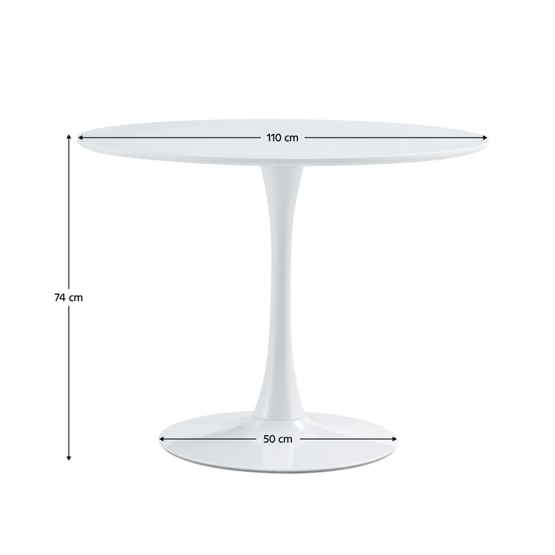 Étkezőasztal, kerek, fehér, matt, átmérő 110 cm, REVENTON NEW