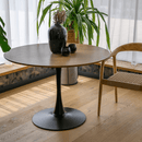 Étkezőasztal, tölgy/fekete, átmérő 110 cm, REVENTON NEW