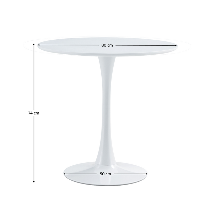 Étkezőasztal, kerek, fehér, matt, átmérő 80 cm, REVENTON NEW