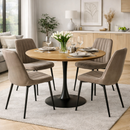 Étkezőasztal, tölgy/fekete, átmérő 110 cm, REVENTON NEW