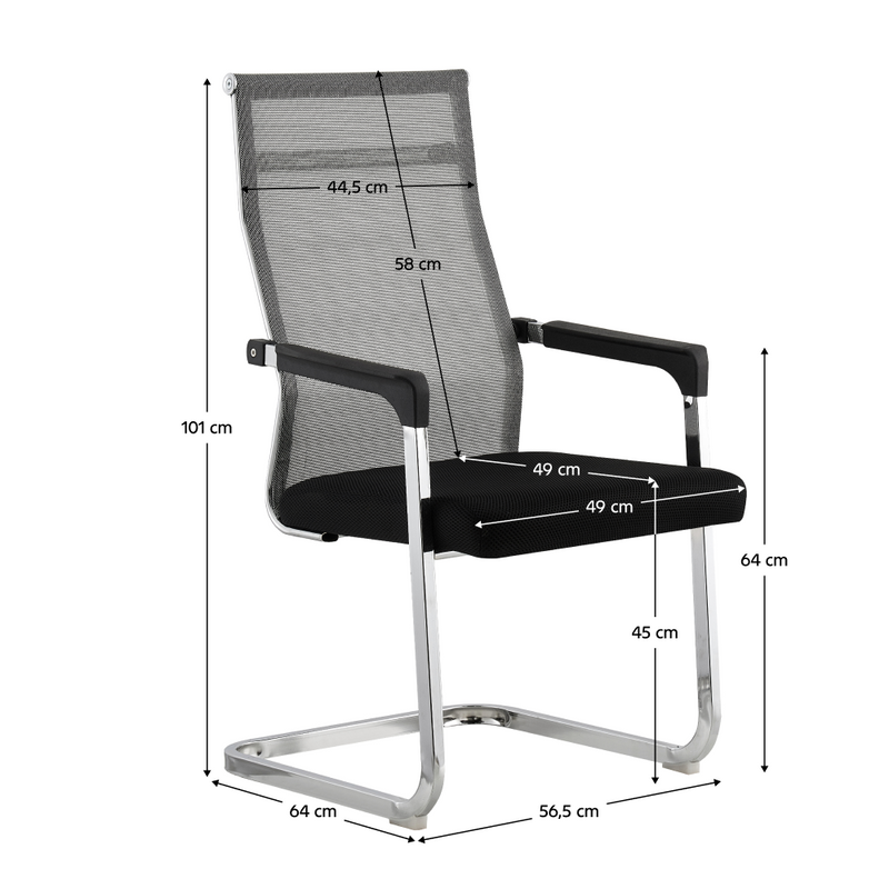 Konferencia szék, szürke/fekete, RIMALA NEW
