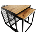 Két dohányzóasztal készlet, tölgyfa/fekete, RIMBO