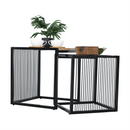 Két dohányzóasztal készlet, tölgyfa/fekete, RIMBO