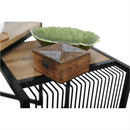 Két dohányzóasztal készlet, tölgyfa/fekete, RIMBO