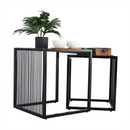 Két dohányzóasztal készlet, tölgyfa/fekete, RIMBO