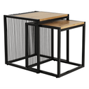 Két dohányzóasztal készlet, tölgyfa/fekete, RIMBO