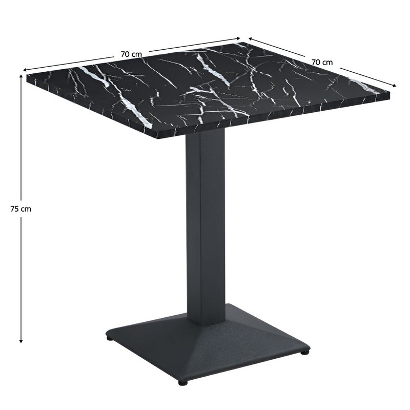Bisztró asztal, fekete márvány/fekete, 70x70 cm, RINALDO TYP 1