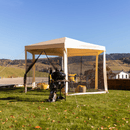 Kerti pavilon sátor, 3,9x2,5x3,9m, bézs/fekete, RINGE TYP 2+6 oldal