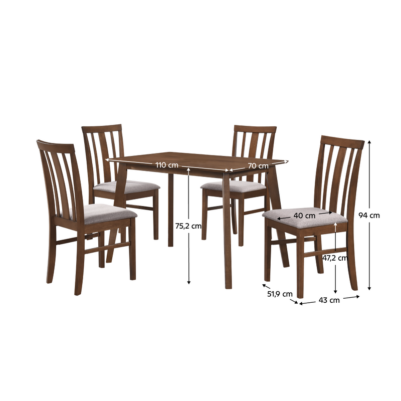 Étkezőgarnitúra 1+4, dió/bézs, ROIS SET