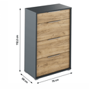 Fiókos komód, grafit/tölgyfa artisan, RIOMA NEW TYP 22