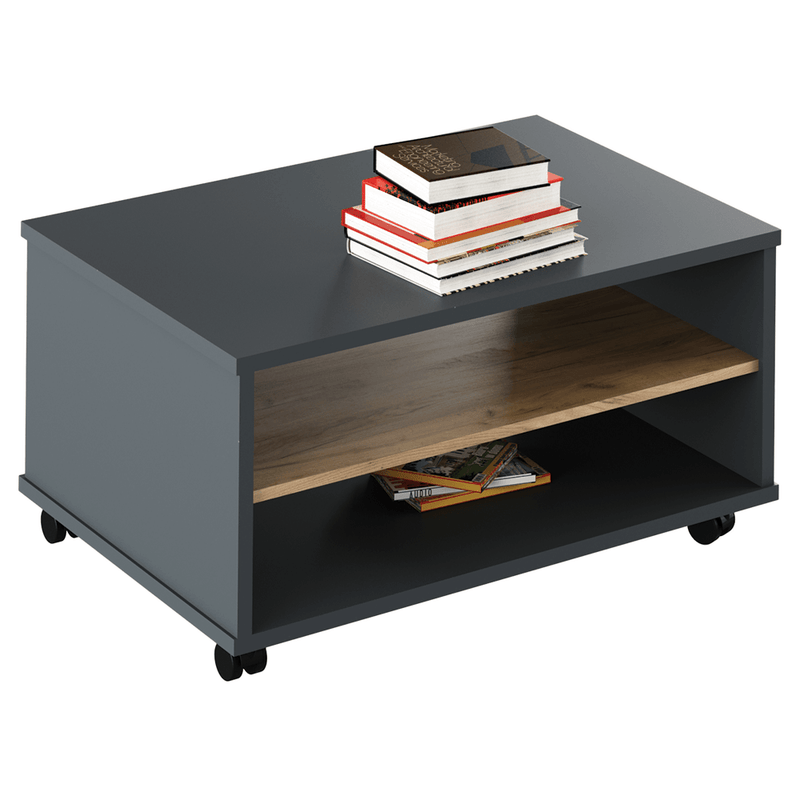 Dohányzóasztal, grafit/tölgyfa artisan, RIOMA NEW TYP 32