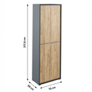Magas szekrény polcokkal, grafit/tölgyfa artisan, RIOMA NEW TYP 05