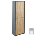 Magas szekrény polcokkal, grafit/tölgyfa artisan, RIOMA NEW TYP 05