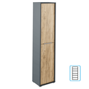 Magas szekrény polcokkal, grafit/tölgyfa artisan, RIOMA NEW TYP 06