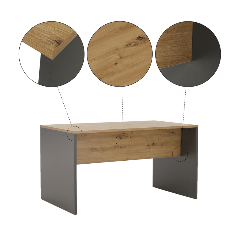 Íróasztal, grafit/tölgyfa artisan, RIOMA NEW TYP 11