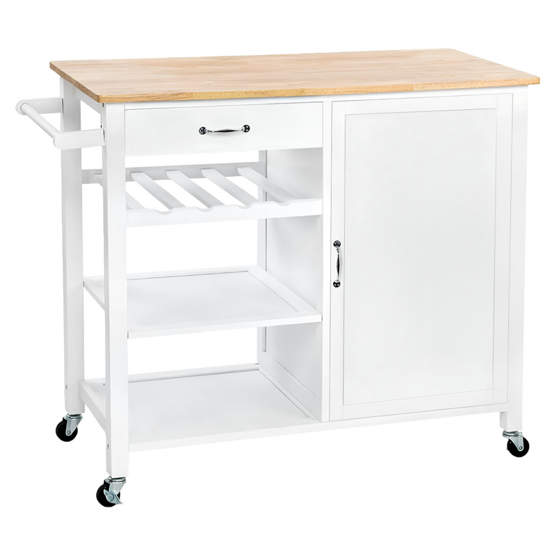 Tálalókocsi, fehér/természetes, ROBINS