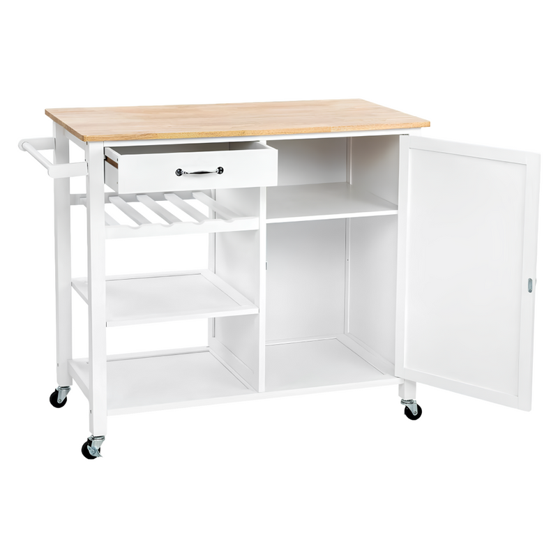 Tálalókocsi, fehér/természetes, ROBINS