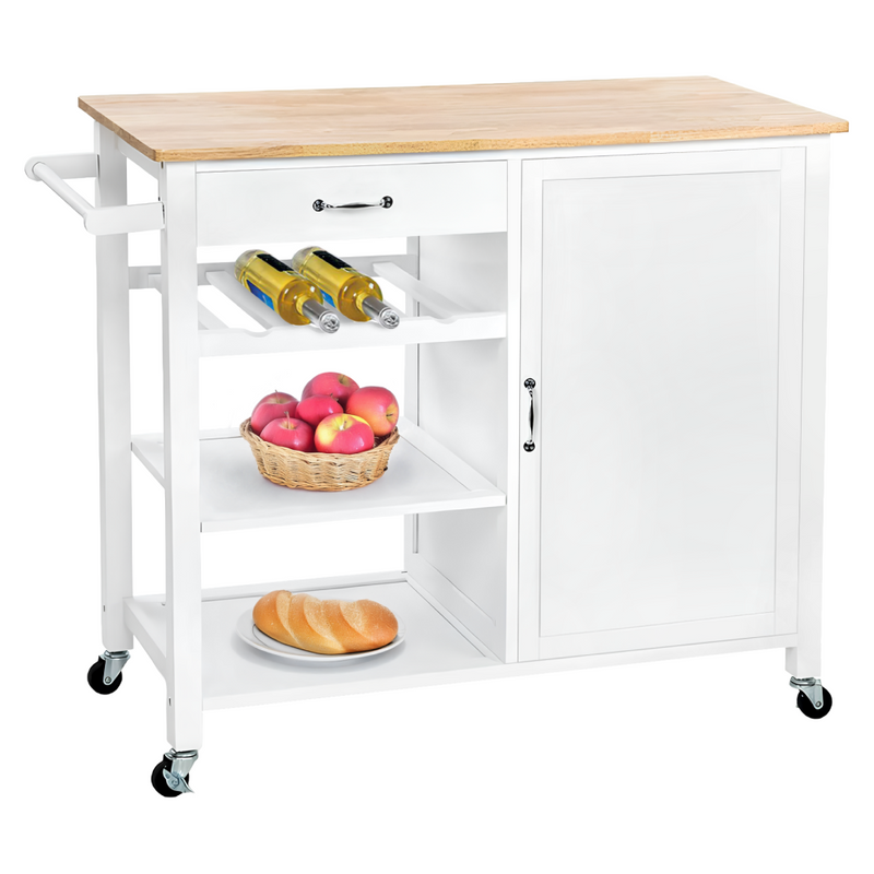 Tálalókocsi, fehér/természetes, ROBINS