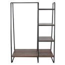 Szekrény szervező/polcállvány polcokkal, fekete/dió, ROBYN