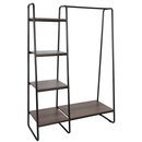 Szekrény szervező/polcállvány polcokkal, fekete/dió, ROBYN