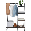 Szekrény szervező/polcállvány polcokkal, fekete/dió, ROBYN