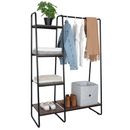 Szekrény szervező/polcállvány polcokkal, fekete/dió, ROBYN