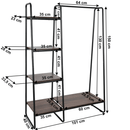 Szekrény szervező/polcállvány polcokkal, fekete/dió, ROBYN