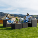 Kerti 3-részes rattanszett, barna/bézs, RODEN