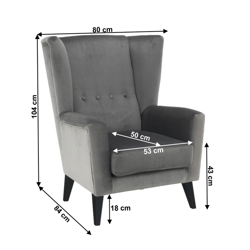 Fotel-füles, világosszürke/fekete, RODEZA