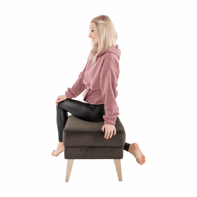 Puff, taupe-szürke-barna/bükk, RODEZA
