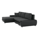 Sarokülőgarnitúra, fekete/fekete melír, TRAMP