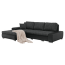 Sarokülőgarnitúra, fekete/fekete melír, TRAMP