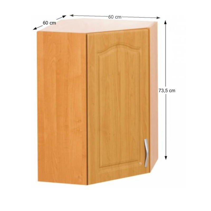 Sarok konyhaszekrény, felső, éger, balos, LORA MDF NEW KLASIK W60/60