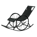 Hintaszék, rattan/fém, fekete, ROKIN