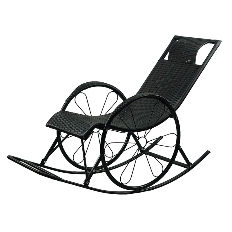 Hintaszék, rattan/fém, fekete, ROKIN