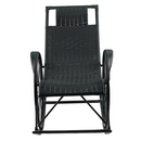 Hintaszék, rattan/fém, fekete, ROKIN