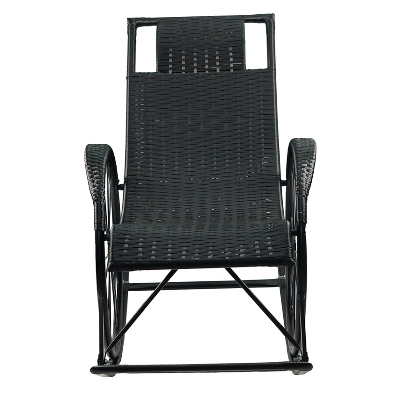 Hintaszék, rattan/fém, fekete, ROKIN