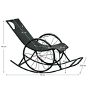 Hintaszék, rattan/fém, fekete, ROKIN