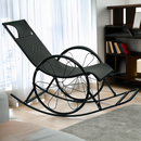 Hintaszék, rattan/fém, fekete, ROKIN