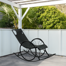 Hintaszék, rattan/fém, fekete, ROKIN