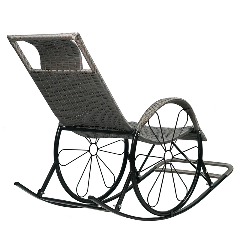 Hintaszék, rattan/fém, szürke, ROKIN