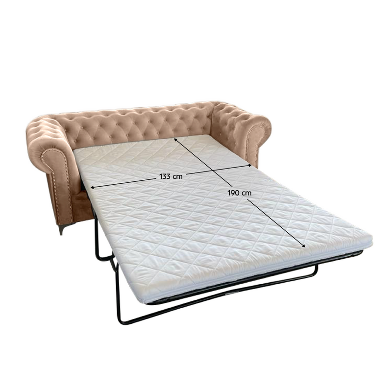 Kinyitható luxus 3-as ülés, világosbarna Velvet szövet, ROMANO