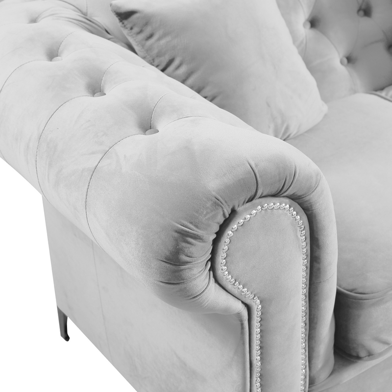 Luxus fotel, világosszürke Velvet szövet, ROMANO