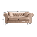 Luxus 2-es ülés, világosbarna Velvet szövet, ROMANO