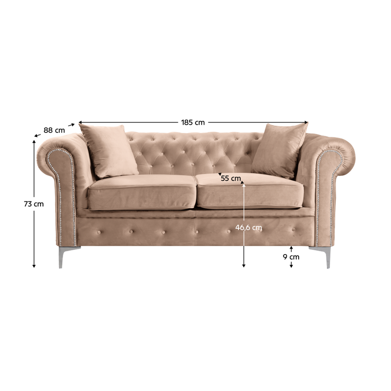 Luxus 2-es ülés, világosbarna Velvet szövet, ROMANO