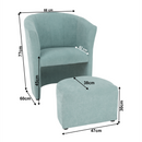 Klub fotel puffal, mentol, ROSE