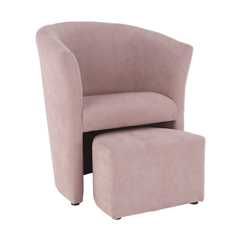 Klub fotel puffal, rózsaszín, ROSE