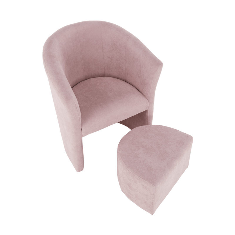 Klub fotel puffal, rózsaszín, ROSE